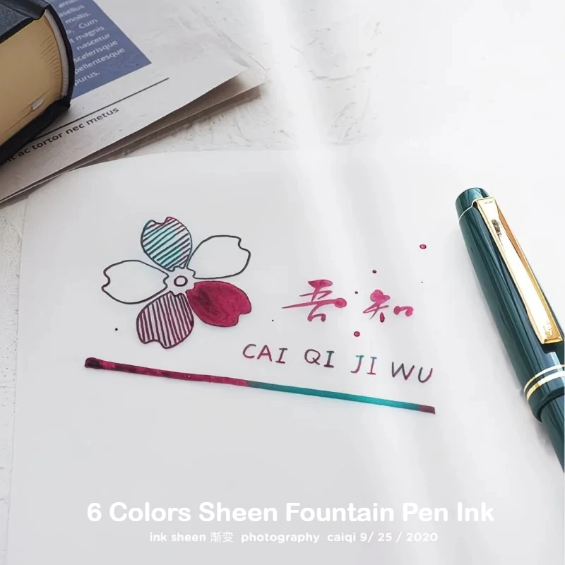 

6 Colors 55/30/5ml Sheen Fountain Pen Ink Gradient Color Changing Ink for Dip Pen Calligraphy Stationery School Office Supplies