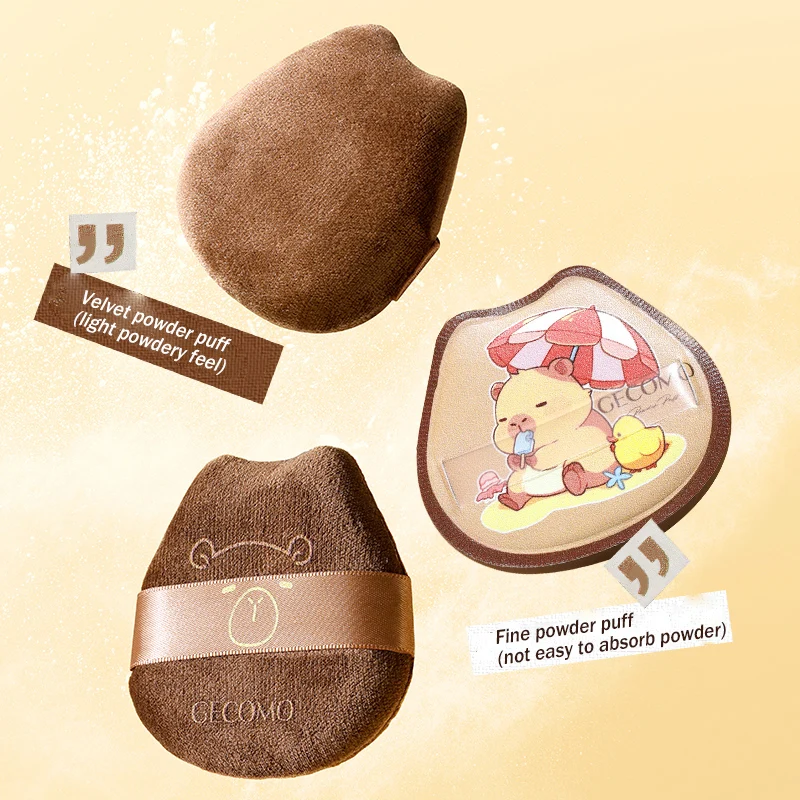 Esponja de maquillaje para polvo suave Capybara, húmeda y seca, sin absorción de polvo, con caja para un fácil almacenamiento