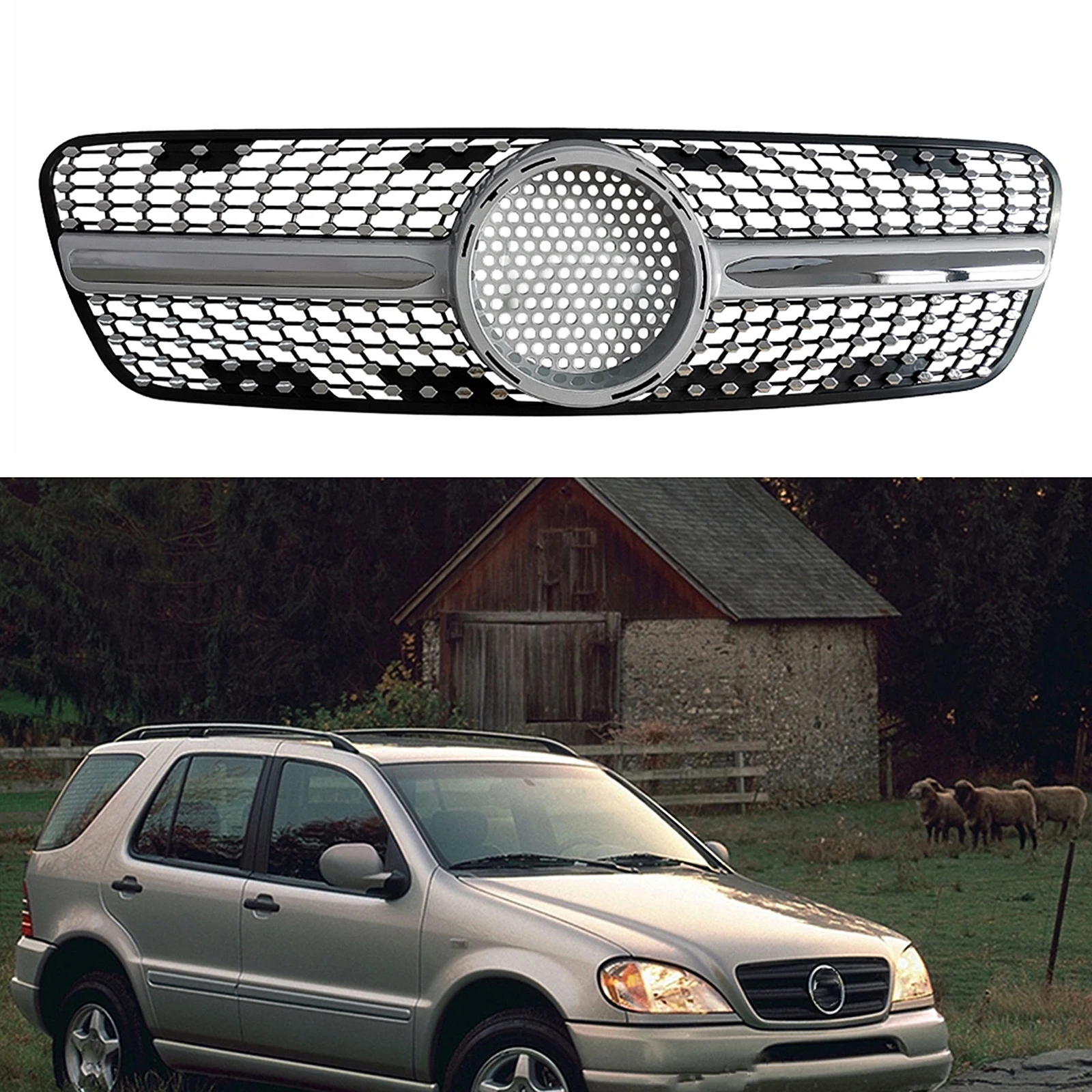 

Передняя решетка верхний бампер фотогриль для Mercedes Benz ML Class W163 1999-2004