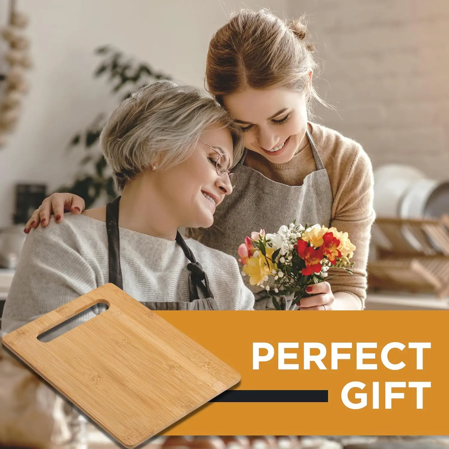 Bamboo Cutting Board 12.5x9 inch for Food Prep Chopping Carving Meat Vegetables with Knife-Friendly Surface view 5