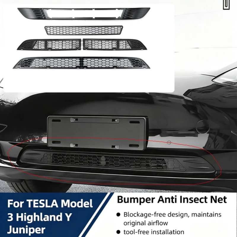 For Tesla Model YL/3/Y Highland Juniper 2024 2025 Insect-proof Net ABS Segmented Front Air Inlet Protect Cover Insect Prevention