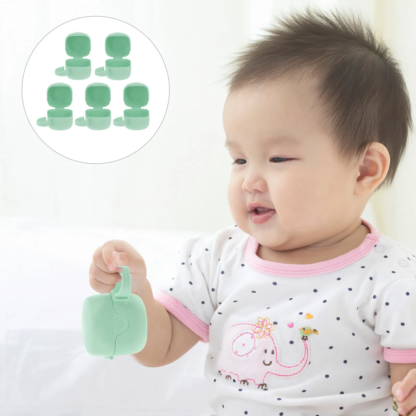 

5pcs Pacifier Box Portable Dust-Proof Storage Container For Baby Pacifier Holder Case Travel Diaper Bag Organizer Premium