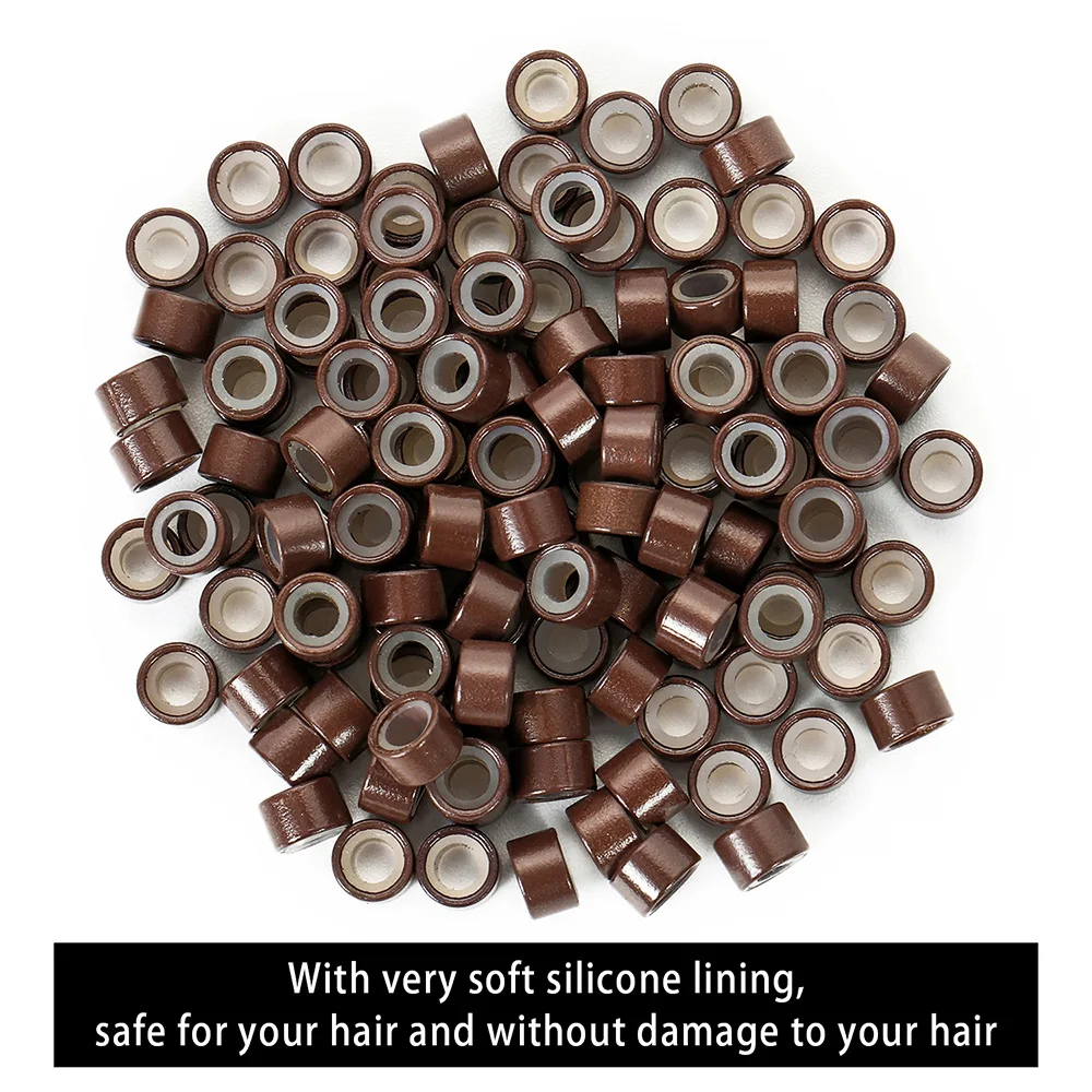 500 Stuks Microlink Kralen Voor Hair Extensions 5Mm Siliconen Gevoerde Kralen Microlink Ringen Hair Extensions Tool Microlink Klatergoud Kralen