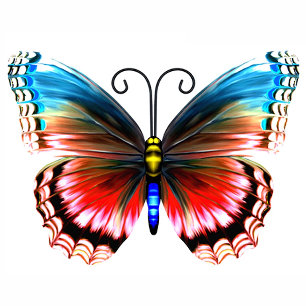 Multicolour Home Decor Butterfly Beautiful Painted Metal Butterflies Easy Hanging Sturdy Attached Hook Home Decoration For Wall