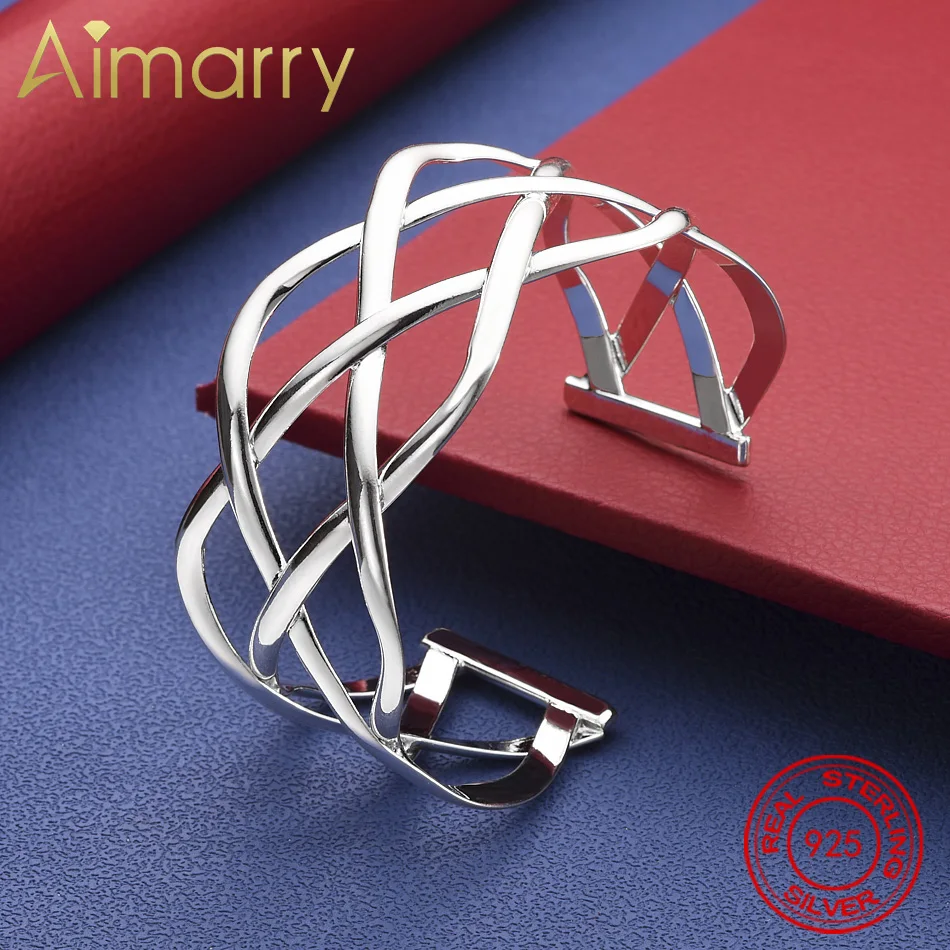 

Top 925 Sterling Silver Line Bangle Open Bracelet Fashion Jewelry Classic Simple Party Accessories Birthday Gift