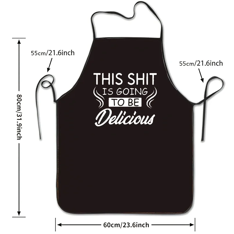 Sarcastic Delicious Cooking Slogan Pattern Waterproof Apron For Grill Lover Baking Grilling Household Oil-proof Kitchen Present