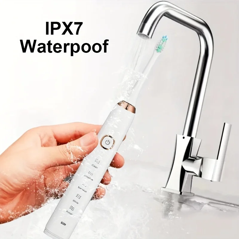 

2026 NEW USB Rechargeable Electric Toothbrush Automatic Toothbrush for Adults with 5 Modes and 8 Replacement Brush Heads