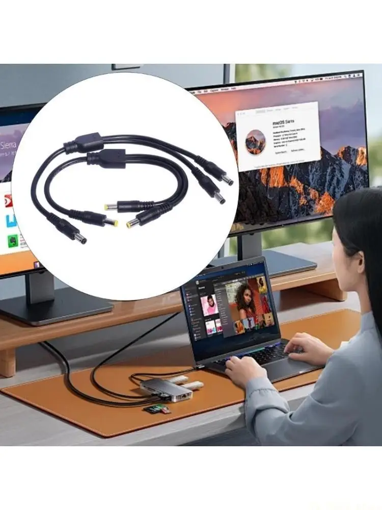 E56B Y Splitter Cable 1 Male to 2 Male 5.5x2.5mm 5.5x2.1mm Power Extension Cable