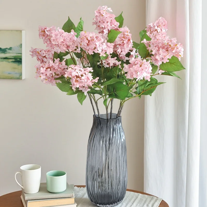 

5Pcs Artificial Silk Flower 3 Forks Lilac Hydrangea for Home Decoration Party Wedding Table Floral Arrangement Photography Props