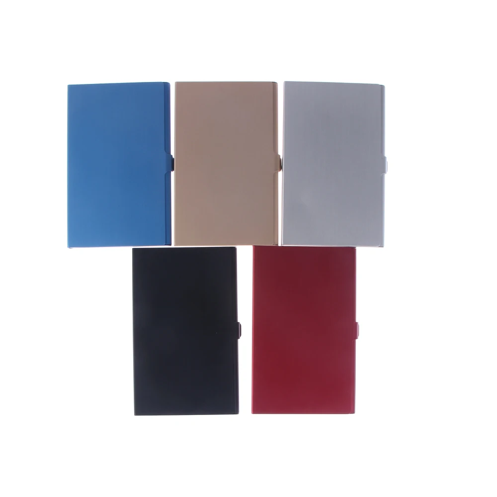 صندوق حامل البطاقات المعدنية من الألومنيوم لبطاقات العمل وحقيبة تخزين البطاقات البريدية المحمولة ذات سعة كبيرة للرجال والنساء