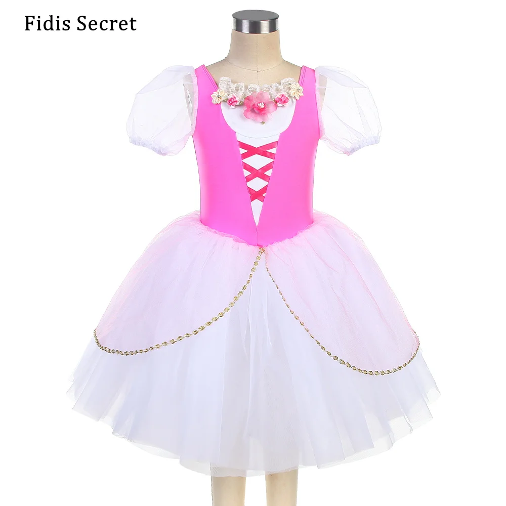 

Rose Red Romantic Ballet Skirt Tutu Costumes for Girls Stage Performance Dance Wear,Child Party/Birthday/Choir Dress Clothes