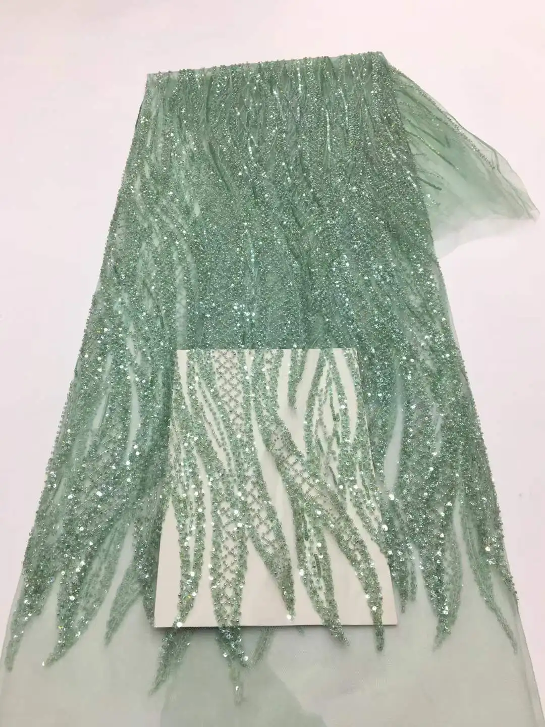 الراقية اليدوية مطرز أقمشة الدانتيل التطريز الدانتيل الفرنسي فستان الزفاف المطرزة أكوا تول النسيج، 10 ياردة