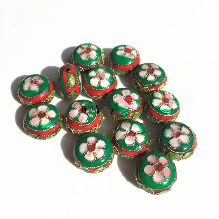 Cloisonne Filigree Oblate Mini Floral Beaded Copper Enamel Ethnic Round Beads Accessories DIY Jewellery Making Findings