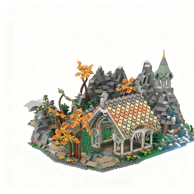 2345pcs MOC Rivendell Mountain Pasture Stables Model Building Blocks Construction Toy Christmas Gifts Kids DIY Idea Education
