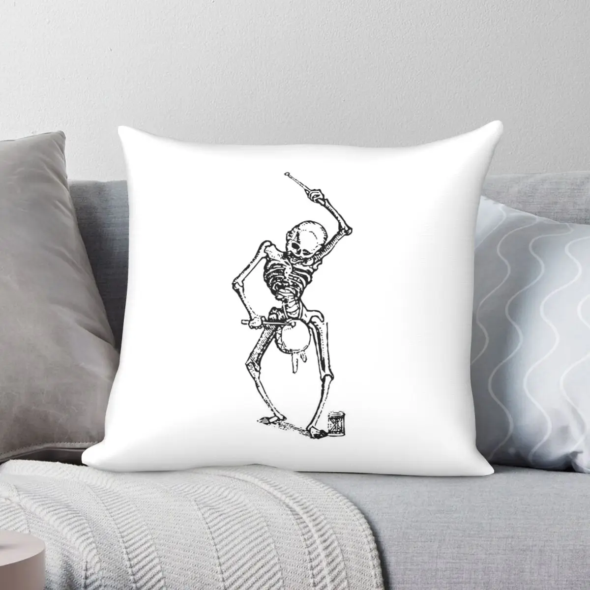 Dance Of Death Square Pillowcase Polyester Linen Velvet Pattern Zip Decorative Home Cushion Cover