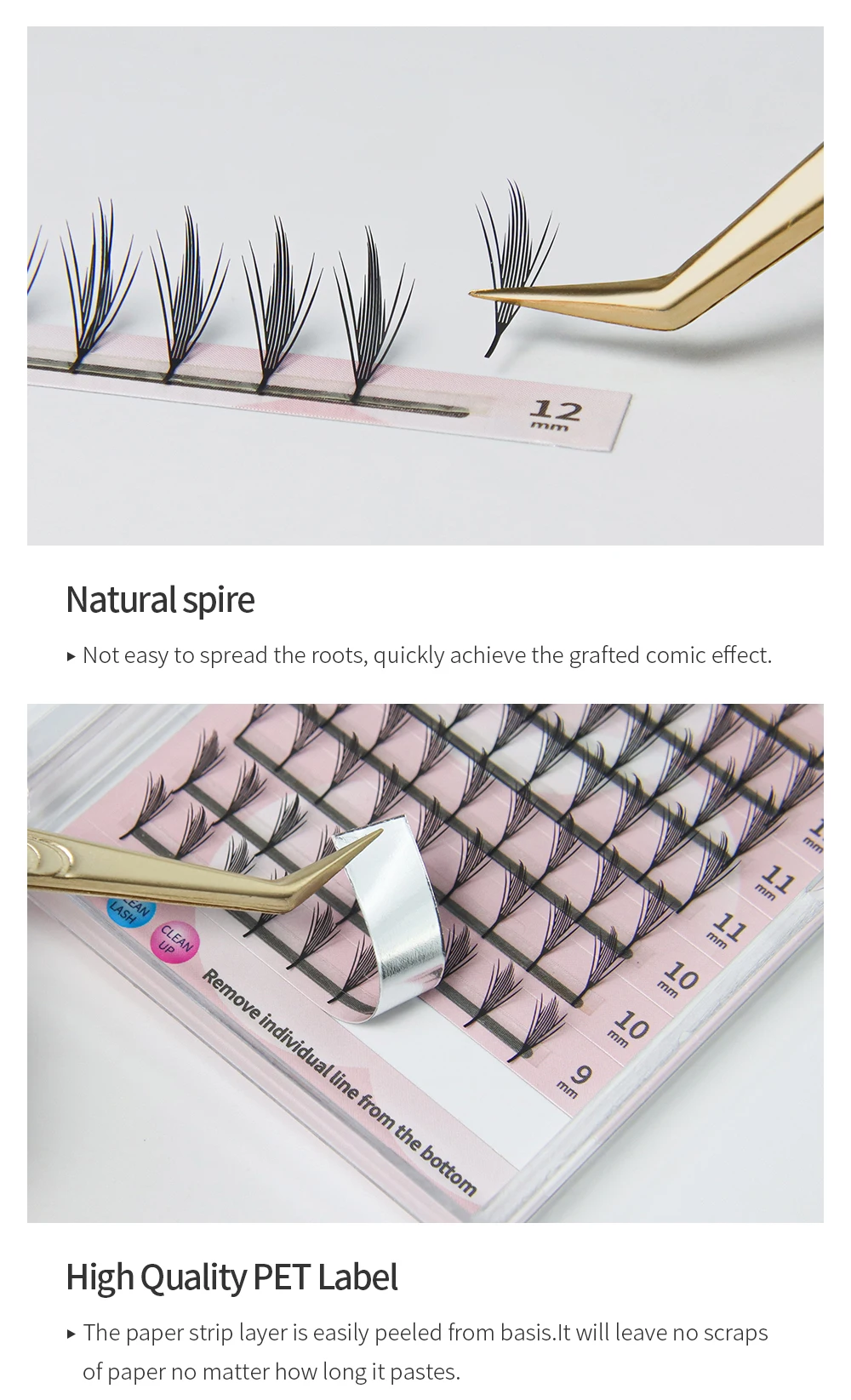 GLAMLASH Comic Spire Wimpernverlängerung Natürliche Comango Manga Falsche Wimpern Vorgefertigte Fächer Feder Anime Wimpern Make-up-Tools – Detail 5