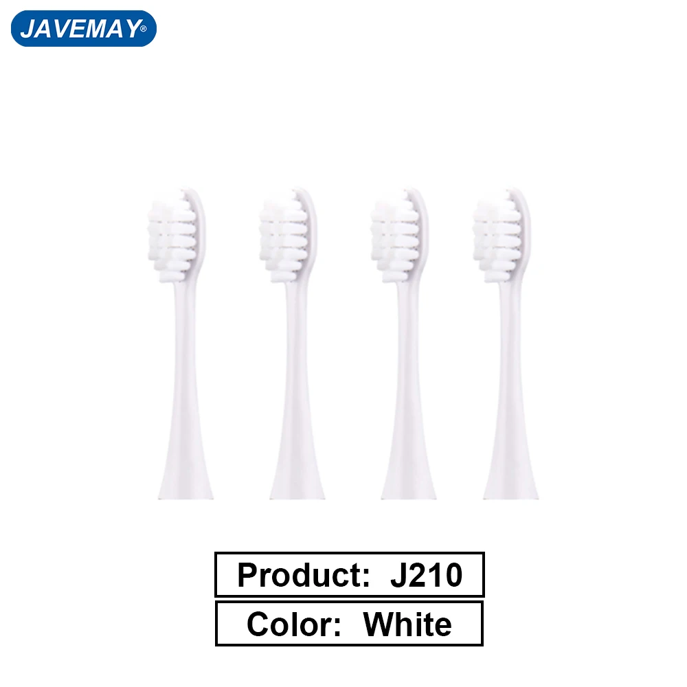 4 pçs escova de dentes elétrica cabeça sonic cabeça escova de dentes lavável branqueamento cabeças para javemay j210