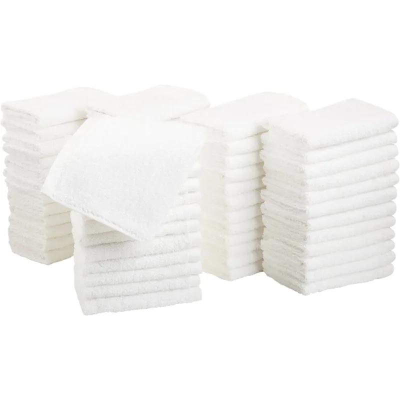 Bath towel for Face, bathroom, 100% Cotton Extra Absorbent, Fast Drying salon towels, 60 Pack, White (12 x 12 inches)