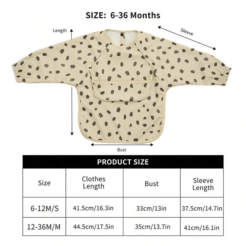 Waterproof Long-Sleeve Art Smock and Feeding Bib for Toddlers 2