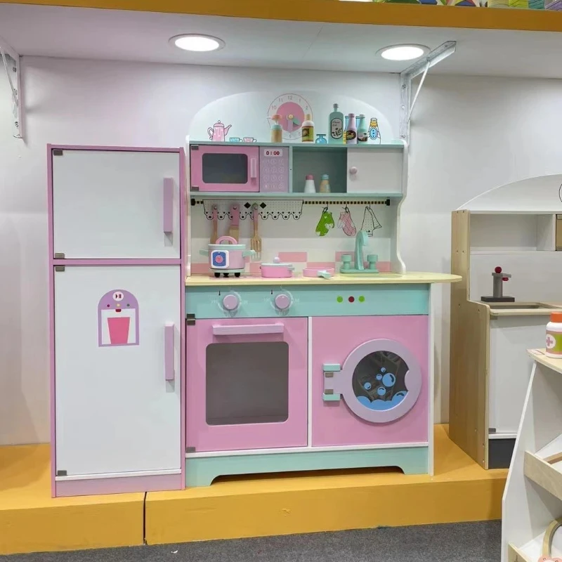 

Wooden Montessori Toys Diy Miniature House Large Simulated Kitchen Dollhouse Accessories Building Blocks Puzzle Board Games Gift
