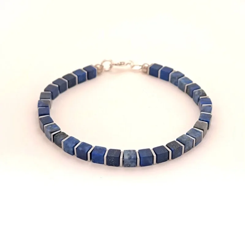 Lapis lazuli cube bracelet