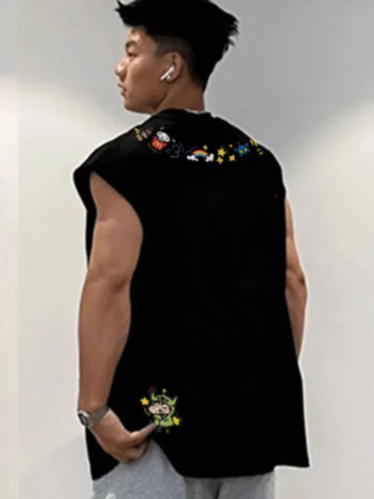 

100% Cotton Men Vest Summer Gym Solid Tank Tops Sleeveless Bodybuilding Clothing Fitness Workout Running Vest Sportswear