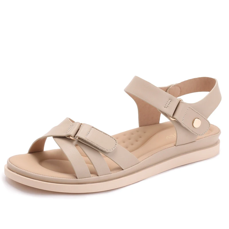 

Flat-soled fashionable outdoor non-slip casual sandals, new summer model with Velcro back strap, comfortable Roman-style shoes