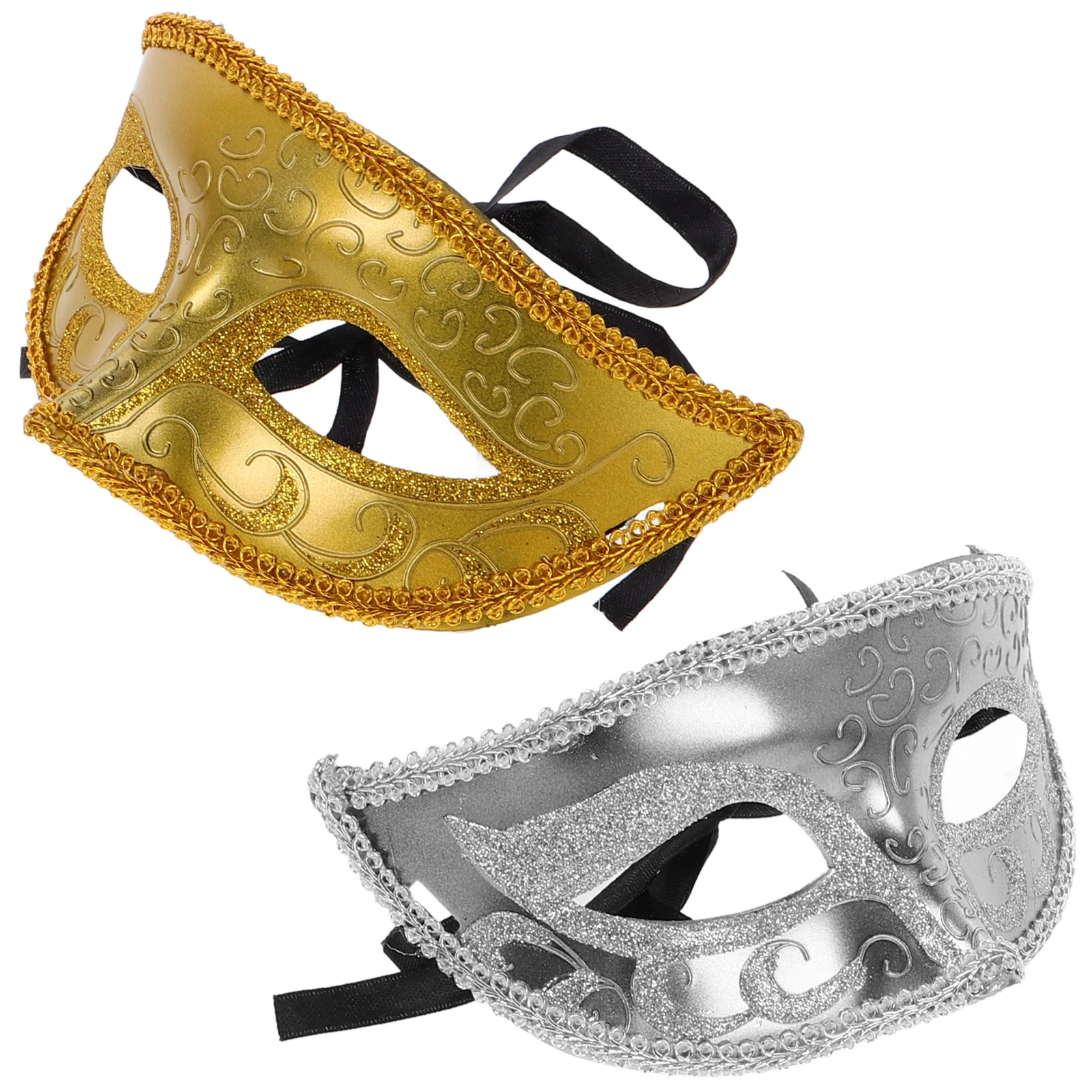 

2Pcs Princess Mask Half Face Masks for Halloween Masquerade Party Lightweight Plastic Eye Mask Props Men Women