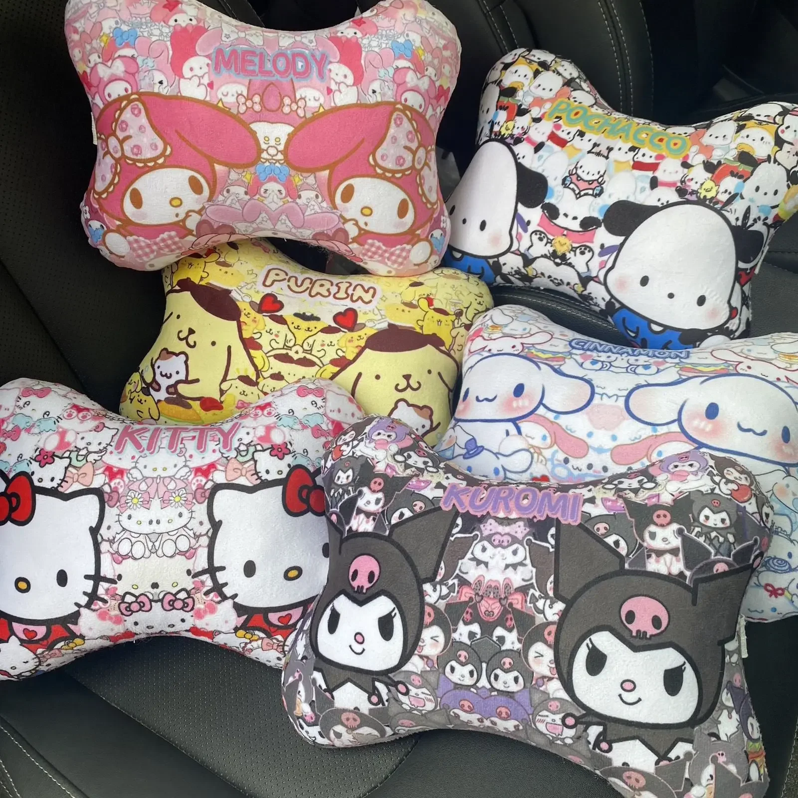 Sanrio Kawaii Hello Kitty Car Headrests My Melody Cinnamoroll Anime Cartoon Fashion Exquisite Reversible Neck Protector Pillows