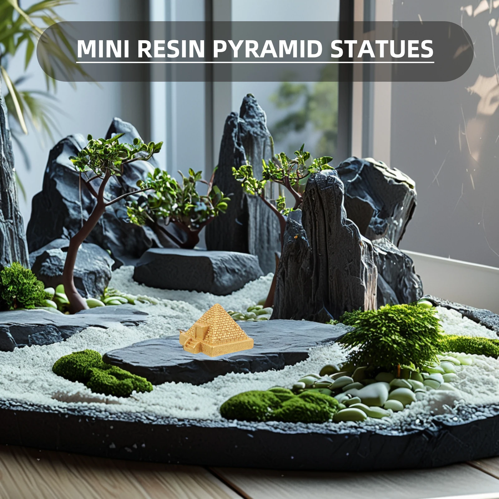 

12Pcs Resin Mini Pyramid Ancient Egypt Home Decor Shelf Display Garden Landscaping Small Egyptian Statue Craft