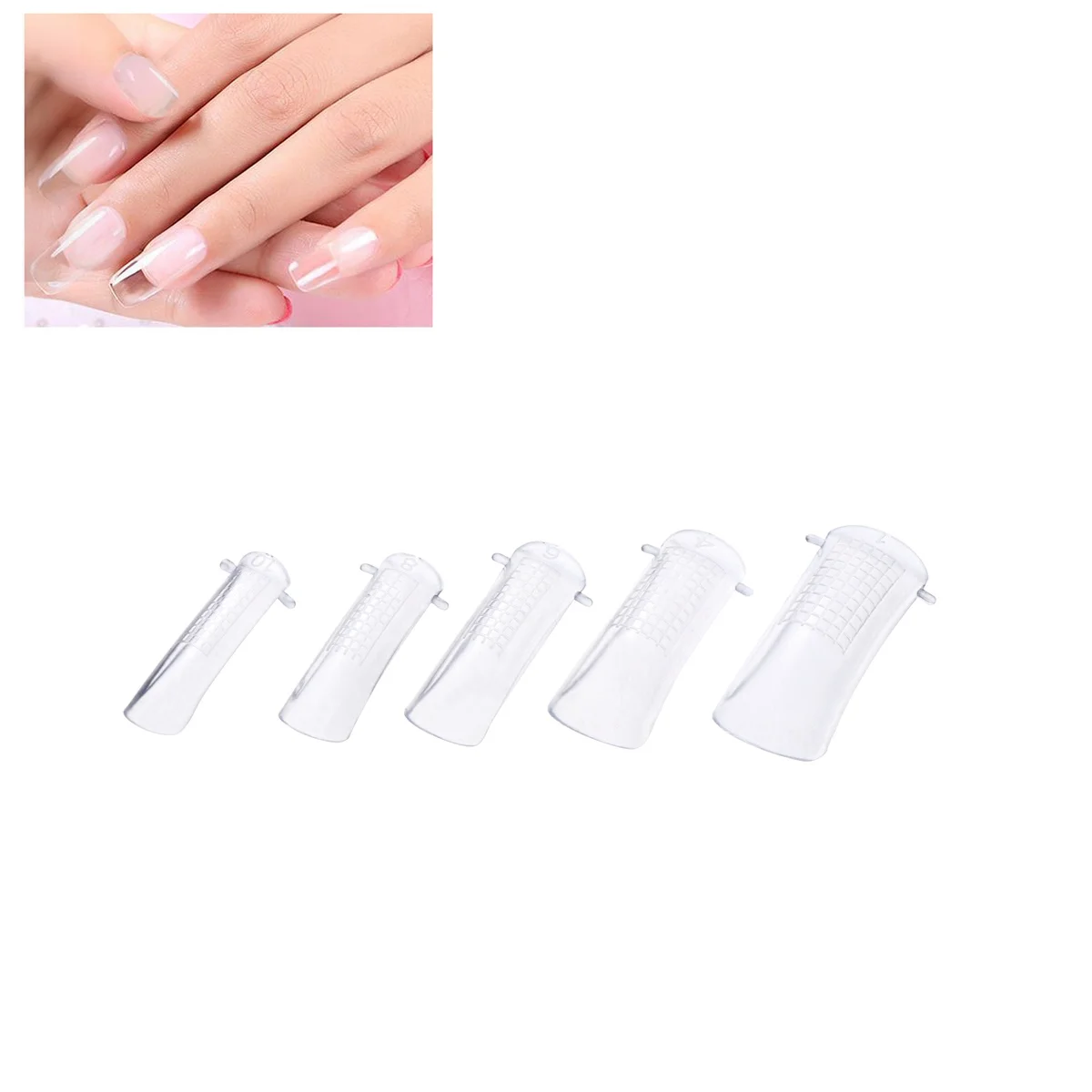 100 Uds cristal 10 tamaños numerados formas falsas para Gel acrílico Diy Nail Art uñas postizas herramientas de manicura de uñas artificiales