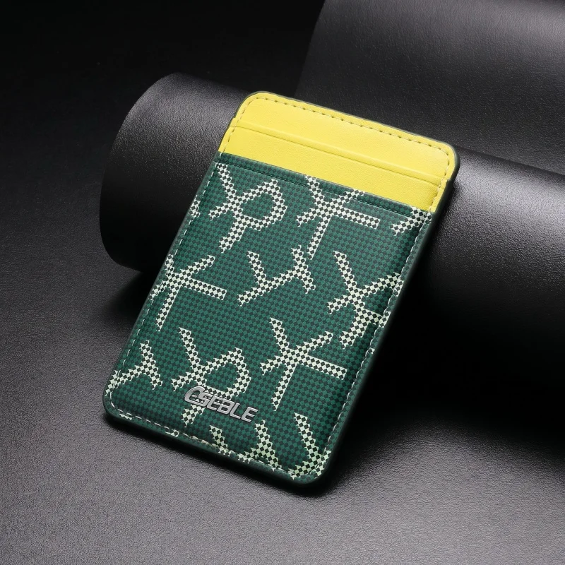 Ultradünnes PU-Leder-Portemonnaie mit zwei Kartenfächern für MagSafe, magnetischer Kartenhalter, geometrisches Buchstabenmuster, für iPhone und Samsung-Serien. – Detail 14