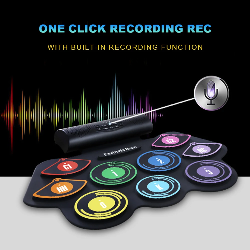 5 فولت مجموعة طبلة إلكترونية المدمج في مكبر الصوت 9 منصات نشمر مجموعة طبلة مع أفخاذ الحفاظ على دواسة مع شاحن بطارية 1200/1000 #6