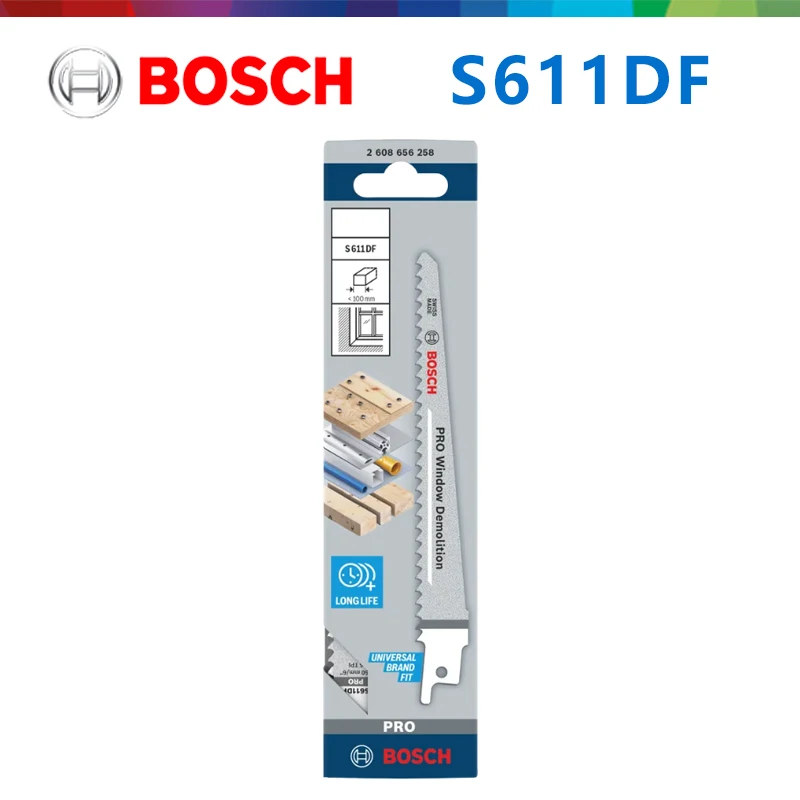 Original Bosch S611DF Reciprocating Saw Blade BIM Bi‑Metal 150mm for Wood with Nails Metal Cutting Plastic Composite Profiles