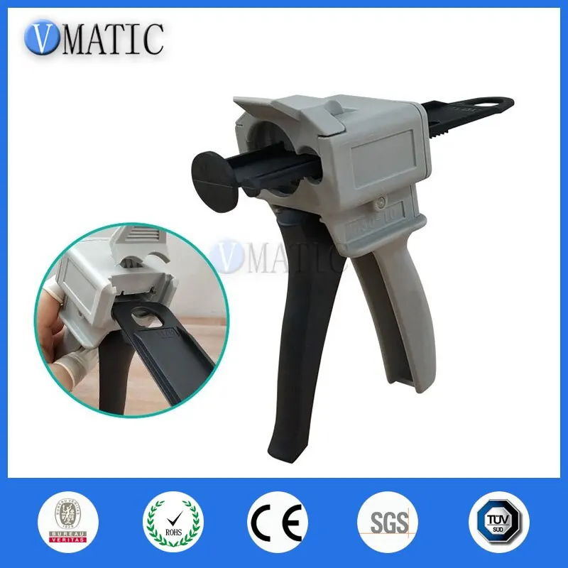 Free Shipping 10:1/4:1 Glue Mixing Dispenser Dispensing Gun Caulking 50ml Glue Mixing Cartridge Gun 50cc