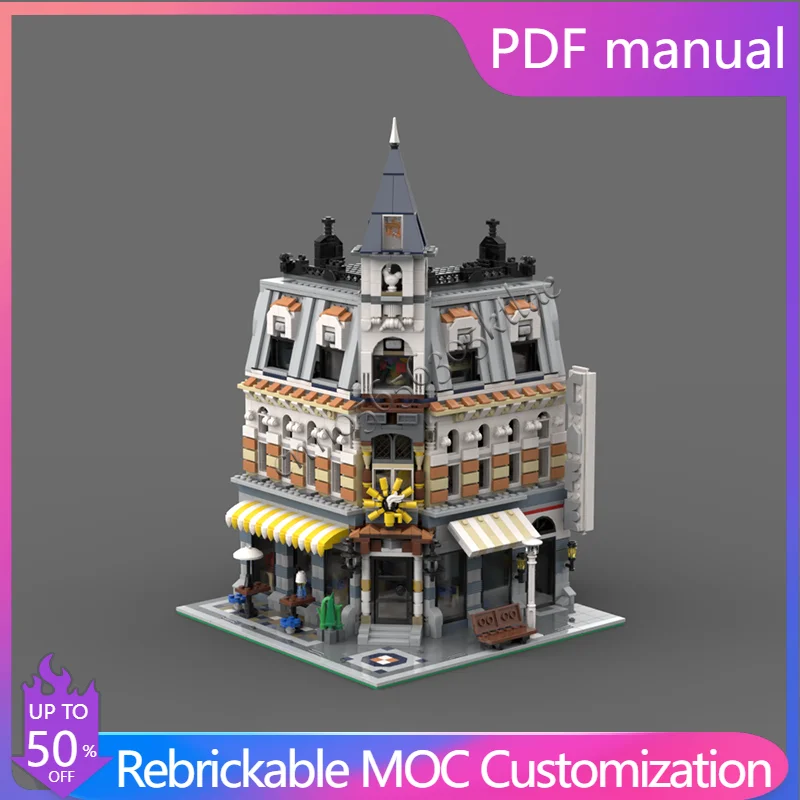 

2396 шт. MOC, креативные офисные модульные строительные блоки, набор моделей современной архитектуры, игрушки «сделай сам», детская сборка, детский подарок на день рождения