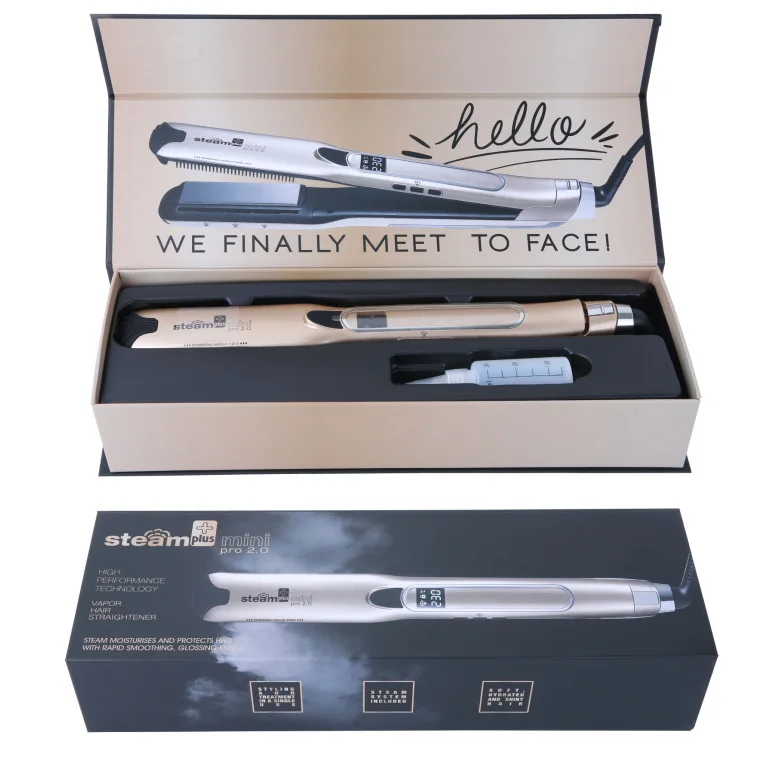 Portable Mini Steam Curling Straightening Iron Negative Ion Ceramic Temp Display Hair Styling Tool