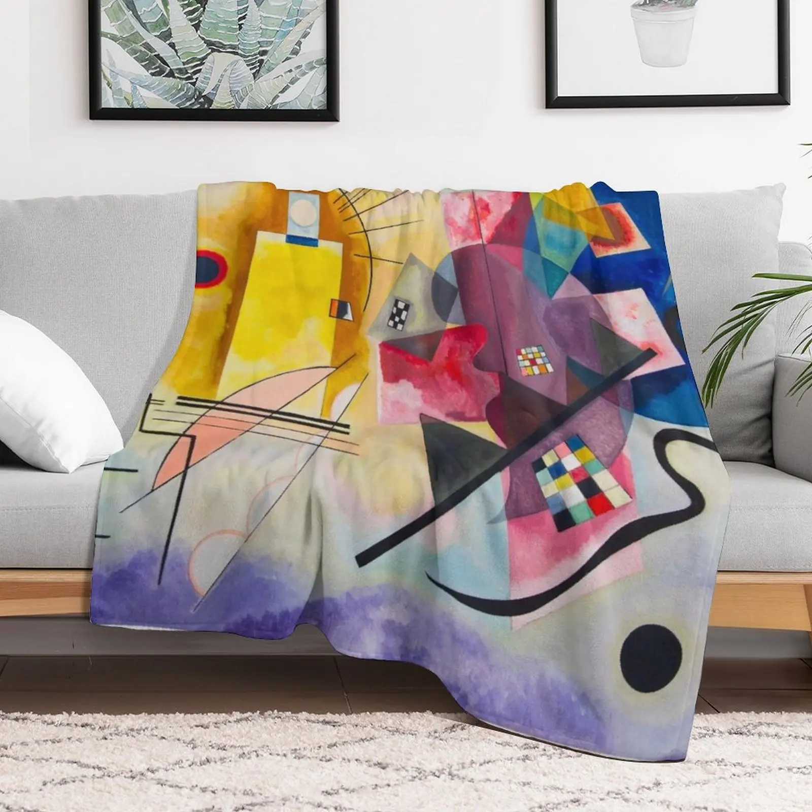 Colorful Wassily Kandinsky, Kandinsky, Swinging, famous, abstract, painting, Die Kuh, japanese style painting, jap Throw Blanket