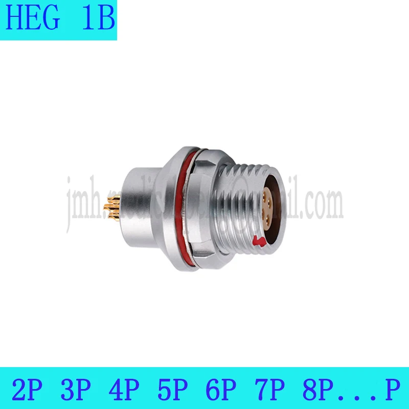 HEG.1B 2 3 4 5 6 7 8 10 Pin Circular Metal Push-in Connector Waterproof Vacuum Seal Aviation Fixed Socket (Back Panel Mounting)
