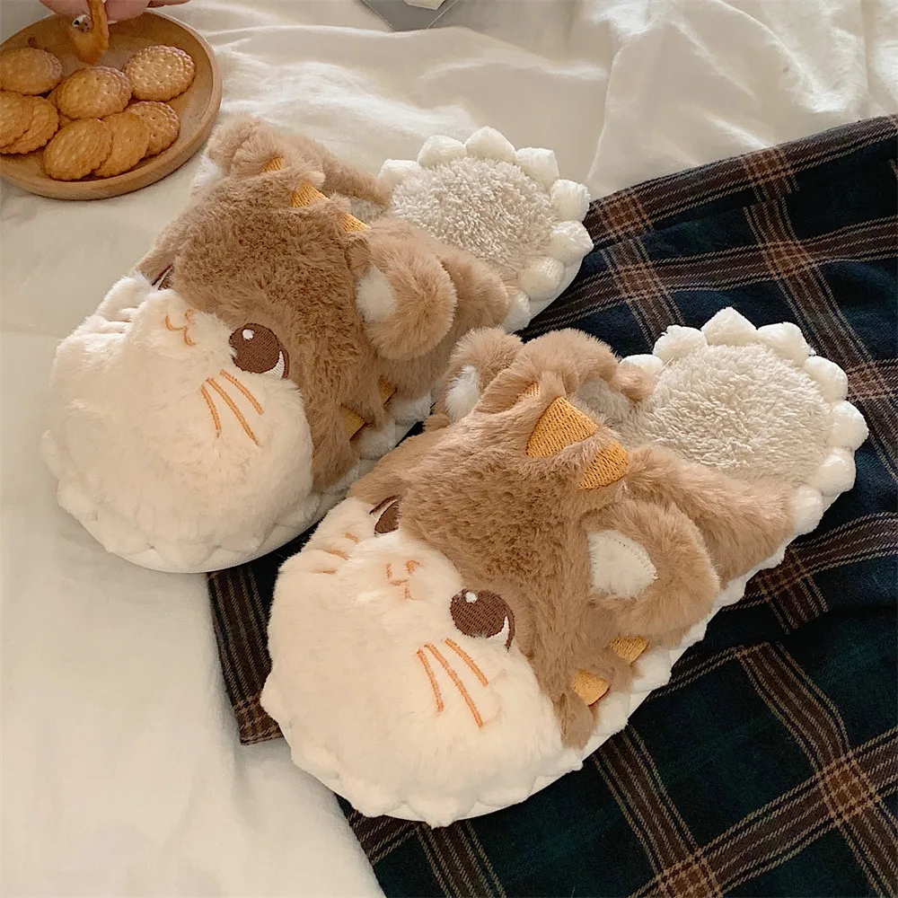 Women Korean-Style Cute Kitty Cotton Slippers Women Home Warm Soft Comfortable Shoes Women Slippers Personalized deodorization