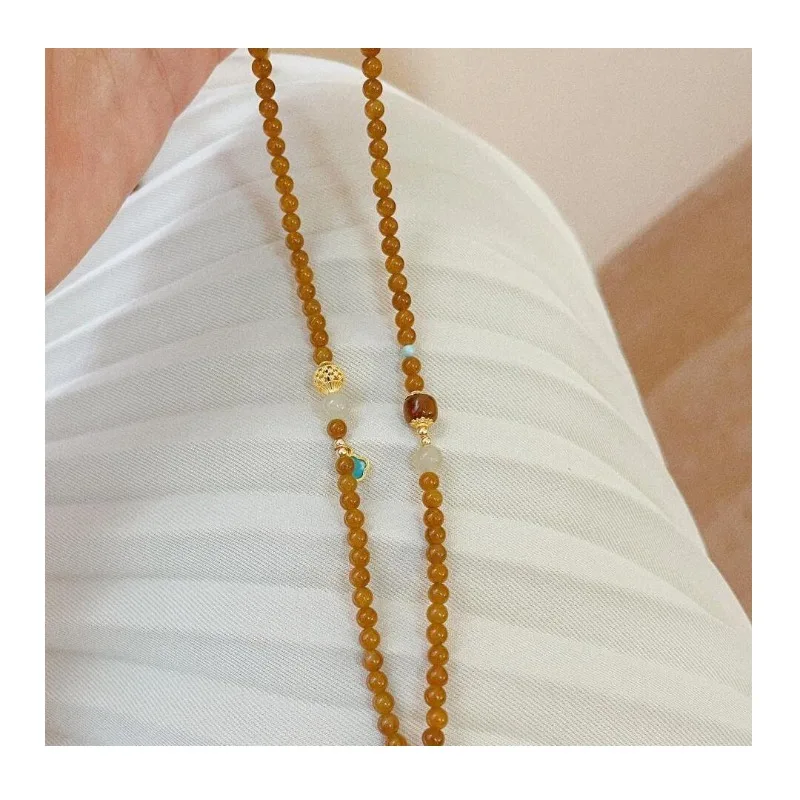 

New Chinese-style Sugar Beaded Universal Necklace Rope Women's Versatile Niche Summer Universal Chain Dopamine Necklace Jewelry