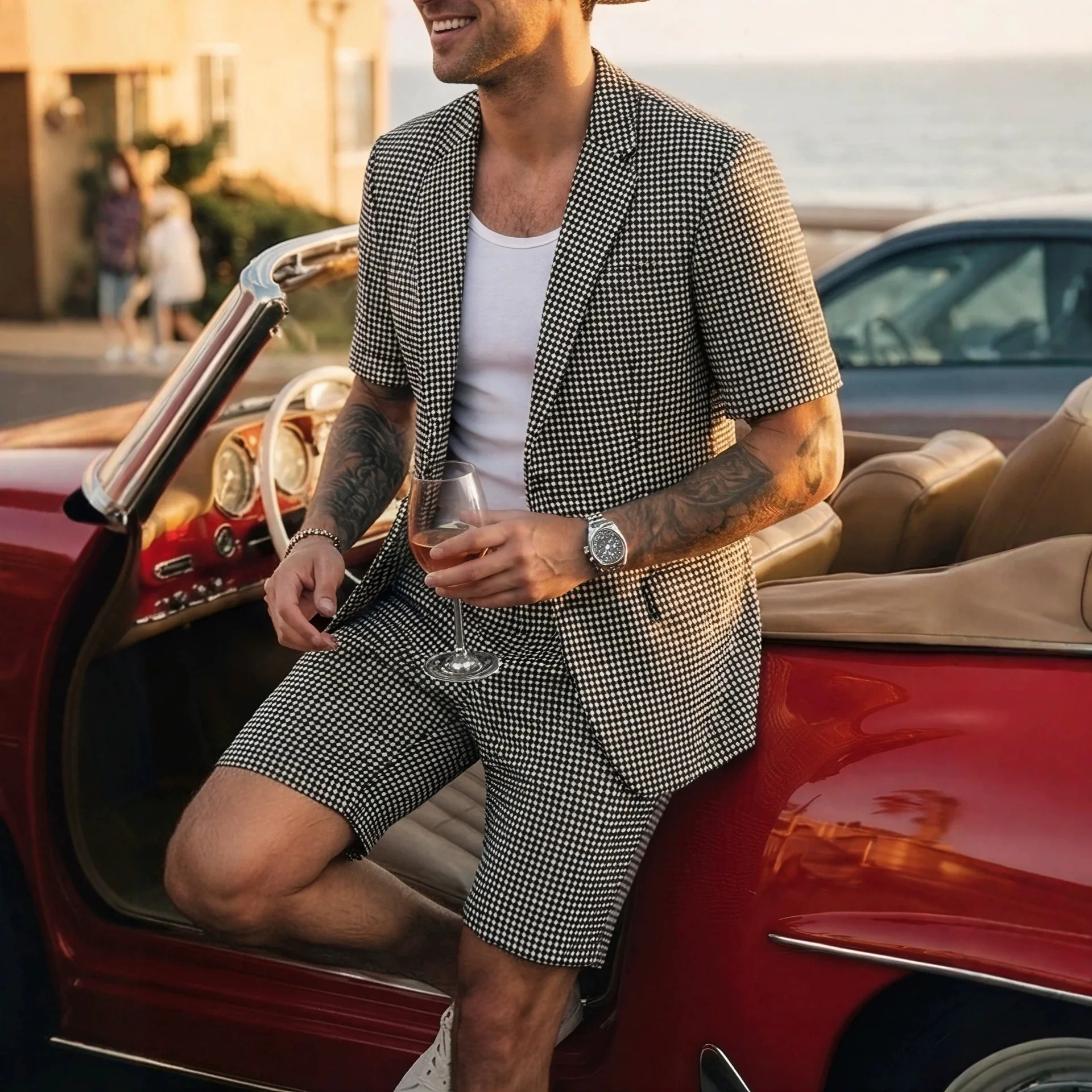 2026 Summer Men's Plaid Slim Fit Business Dinner Casual Suit — купить у AliExpress WW