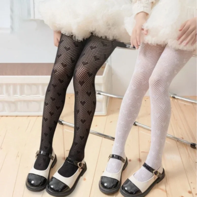 2PCS Baby Girl Tights Hollow Out Kids Dance Stocking Sock Summer Children School Student Tights Princess Black White Pantyhose
