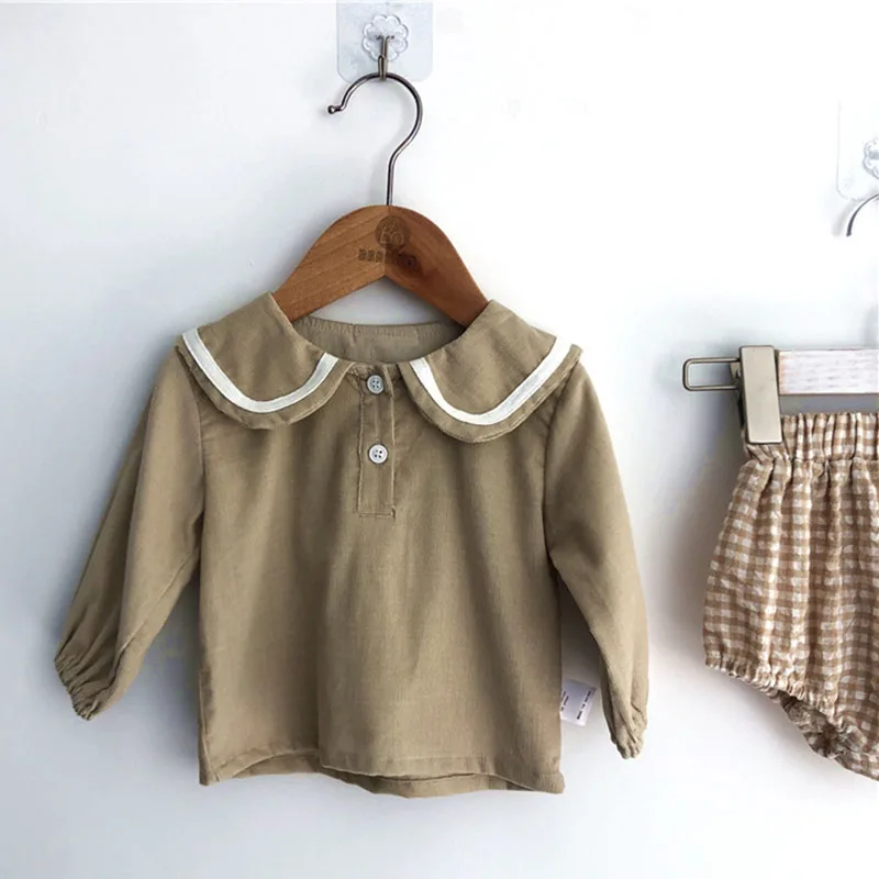 2025 New Spring Toddler Baby Girl Boys Clothes Suit Long Sleeved Corduroy Shirt+PP Shorts Newborn Baby Girls Boys Clothing Set