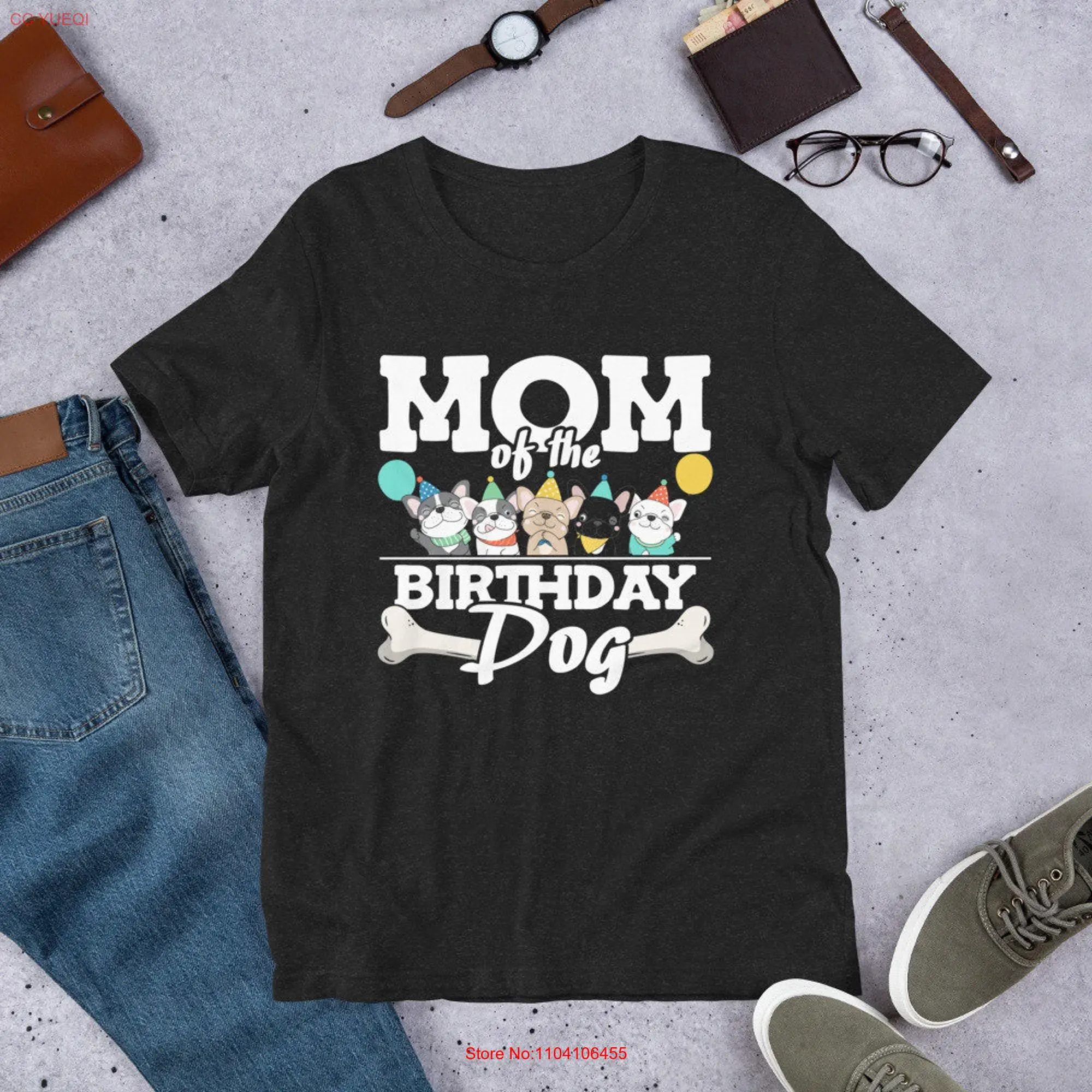 Mom of the Birthday Dog Mother Party Celebration T shirt long or short sleeves