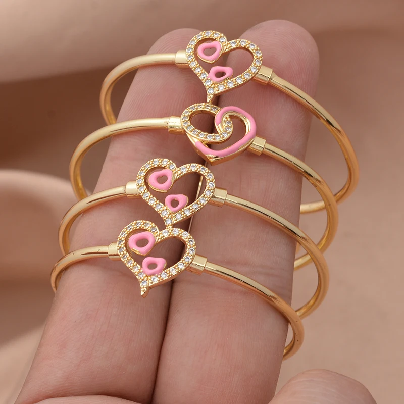 Baby-Armreifen, 4 Stück/Lot, afrikanische goldfarbene Armreifen für Babys und Kinder, Herz-Armband, Artikel aus dem Nahen Osten, Born Lucky Jewelry, Super Friday – Detail 7