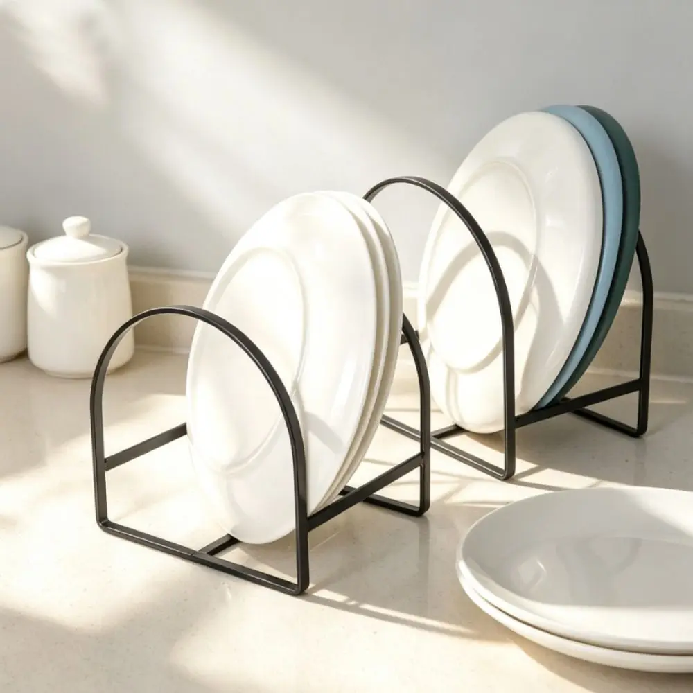 Premium Save Space Plate Storage Rack Waterproof Quick Drying Dinner Plate Stand Stable Non-Slip Toilet Paper Holder Kitchen