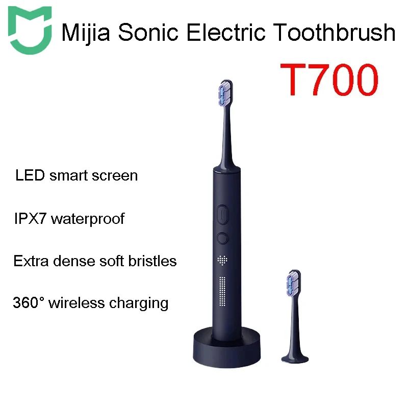 MIJIA T700 Sonic Electric Toothbrush Teeth Whitening Ultrasonic Vibration Oral Cleaner Brush Smart APP LED Display