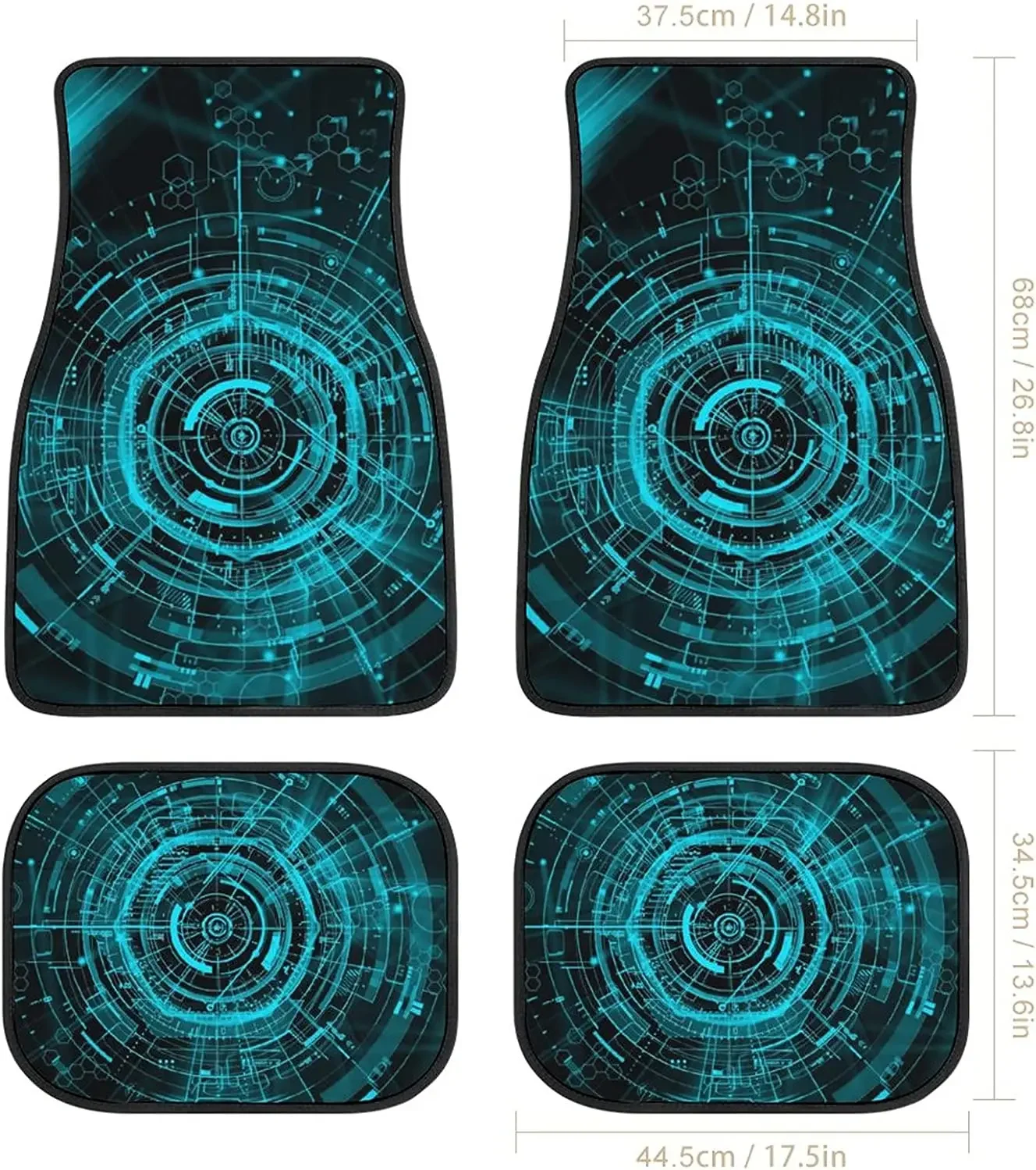 Car Floor Mat Universal Personalized Cyber Technology Design Car Mats All Weather Waterproof Driver Heel Pad Fit for SUV Vans Tr