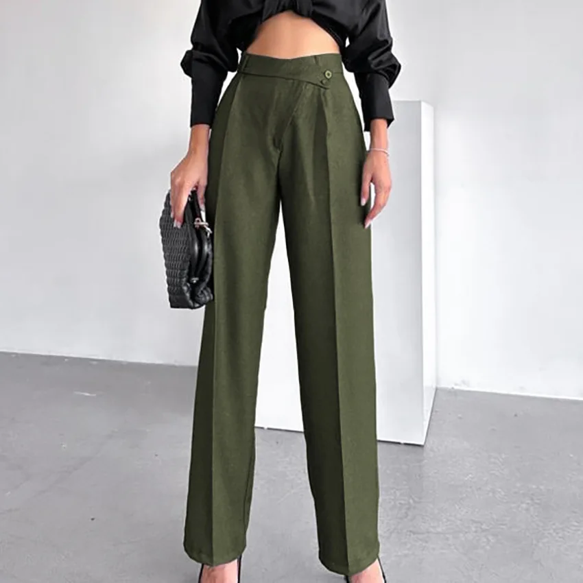 2023 Autumn/Winter New Women's High Waist Commuting Wide Leg Pants for Female Clothing Casual INS Lazy Style Long Trousers